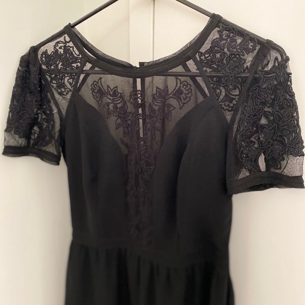 Elegant Short Black Dress, Partially sheer- Kimchi Blue/Urban Outfitters